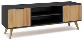 Comodă TV negru/natural din lemn de pin 140x53 cm Lavis – Marckeric