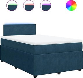 vidaXL Pat box spring cu saltea, albastru, 120x200 cm, catifea