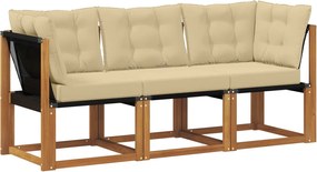 vidaXL Canapea de exterior din mijloc și colț 3 Bucată natural