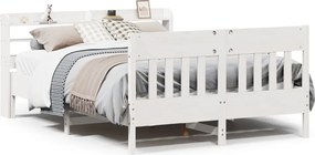 vidaXL Cadru de pat fără saltea, alb, 120x190 cm, lemn masiv pin