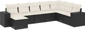vidaXL Set mobilier de grădină cu perne, 8 piese, negru, poliratan