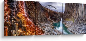 Tablou - Canionul Studlagil (cu ceas) (90x30 cm)