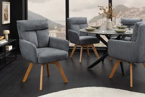 Set de 2 scaune pivotante picioare din lemn Big George gri chenille