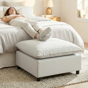 HOMCOM Otomană pătrată pentru living, ottoman cu picioare din plastic, pouf pentru dormitor, hol, 75x75x40 cm, gri | Aosom Romania