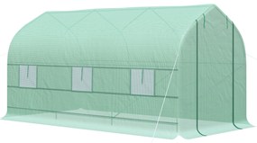 Outsunny Seră de Grădină 4x2x2 m Seră Tunel cu 6 Ferestre Transpirabile și Ușă Pliabilă Verde | Aosom Romania