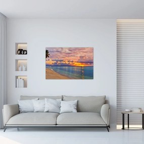 Tablou - Apus de soare la plajâ (90x60 cm)