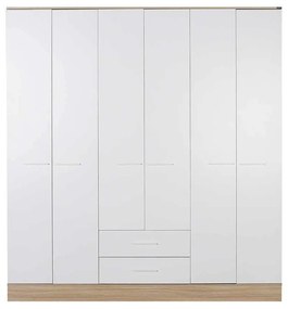 Dulap Haine Adore Base, 6 usi, 2 sertare, Alb, 206 x 224 x 52 cm