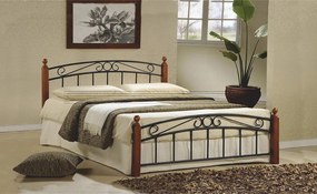 Pat, lemn cireş/negru metal, 140x200, DOLORES