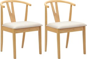 vidaXL Scaun de sufragerie 2 pcs Natural și deschis