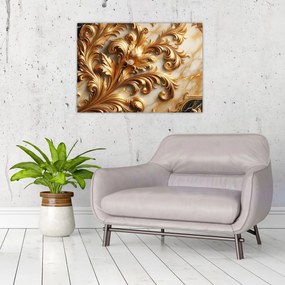 Tablou pe sticlă - Marmură cu auriu (70x50 cm)