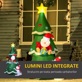 Outsunny Pom de Craciun gonflabil cu Mos Craciun, decor pentru exterior cu LED | Aosom Romania