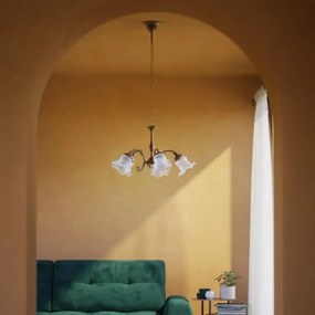 Candelabru stil clasic italian din alama si sticla Ricciolo