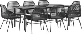 vidaXL Set de sufragerie de grădină 9 piese neagră sticlă polirattan