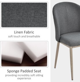 HomCom set 2 scaune captusite, scaune moi pentru sufragerie, scaune pentru living 50x58x85 cm, gri | AOSOM RO
