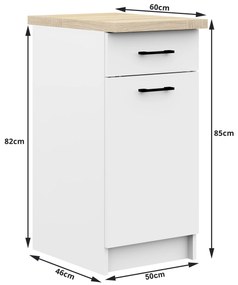 Dulap inferior de bucătărie Ozara S50 SZ1 (alb). 1069450