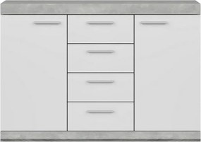 Comoda CATLIN, alb/gri, PAL, 118.5x35x83 cm