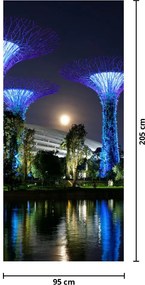 Fototapet pentru ușă - Lună plină în grădinile din Singapore (95x205cm)