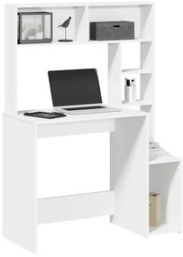 vidaXL Birou cu rafturi, alb, 100x45x140 cm, lemn compozit