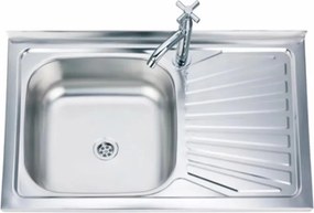Chiuveta inox Inter Ceramic cu o cuva si picurator dreapta finisaj inox lucios 80x50 cm