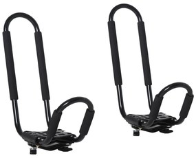 HOMCOM Set 2 Suporturi Universale pentru Caiac/Canoe/Paddleboard, Montare pe Bagaj, Negru, 46x16.5x47cm | Aosom Romania