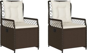 vidaXL Scaune de grădină rabatabile, 2 buc., maro, poliratan