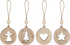 Ornament de Craciun RUSTIC JOY din lemn 7,5 cm - diverse modele