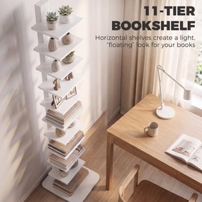 HOMCOM Bibliotecă Verticală cu 11 Rafturi, Structură din Oțel, Economie Spațiu, 34,5x41,5x163,5 cm, Alb | Aosom Romania