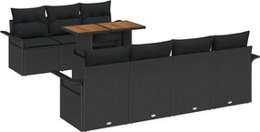 vidaXL Set de canapele pentru grădină 8 pcs Negru Rattan poli