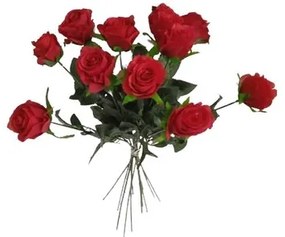Buchet artificial de trandafiri roșii, 67 cm, 12bucăți