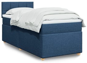 vidaXL Pat box spring cu saltea, albastru, 80x200 cm, textil