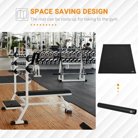 HOMCOM Covor Protecție Podea pentru Echipamente Fitness, Antialunecare, Rezistent la Abraziune, 180x90cm, Negru | Aosom Romania