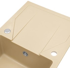 Chiuvetă pătrată Gori cu o singură lavoar + picurator din granit bej
