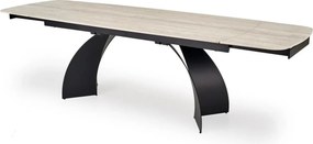 Masa extensibila VITRUS, travertin/negru, piatra sinterizata/metal, 18