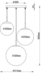 Lustră pe cablu JOEL 3xE27/60W/230V Globo 1581-3S