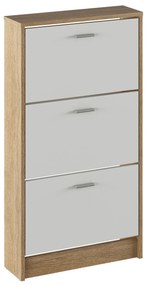 Dulap pantofi, 3 rafturi, stejar sonoma/ alb, MOBI 13