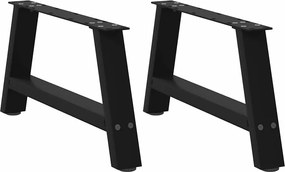 vidaXL Picioare pentru măsuță de cafea în formă de A, 2 buc., negru, 70x(30-31) cm, oțel