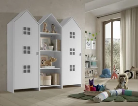 Set 3 Dulapuri pentru Copii Căsuță, Alb, (MDF) – CASAMI – Vipack