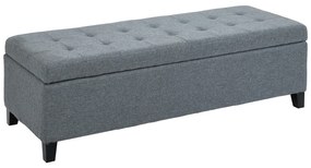HOMCOM Bancă cu Stocare, Otomană, Bancă de Hol, Împăturire cu Nasturi, 125,1 cm x 48,9 cm x 41,3 cm, Gri | Aosom Romania