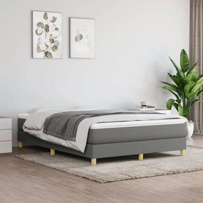 vidaXL Pat box spring cu saltea, gri închis, 140x200 cm, textil