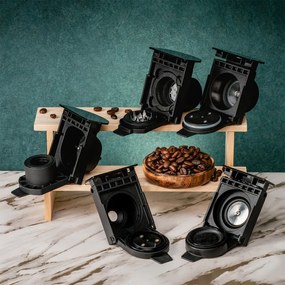 Espressor cafea macinata si capsule 8in1 Oliver Voltz OV51171N8M, 1450W, 1 L, 5 adaptoare, 19 bar, Negru/Argintiu