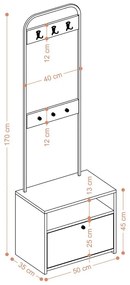 Cuier cu raft pentru pantofi Quinn White and Black