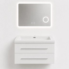 Set Mobilier Baie Efes 80 cm oglinda cu LED, lavoar compozit inclus, MDF total