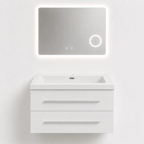Set Mobilier Baie Efes 80 cm oglinda cu LED, lavoar compozit inclus, MDF total