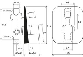 Ravak X070134 - Baterie pentru duș, montaj incastrat FREE, crom lucios