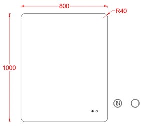 Oglinda dreptunghiulara cu iluminare LED 3 culori si dezaburire, 100 cm, Fluminia Verona 1000x800 mm