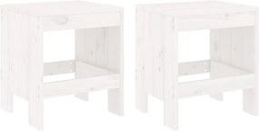 vidaXL Taburete de grădină, 2 buc., alb, 40x36x45 cm, lemn masiv pin