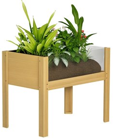 Outsunny Jardinière pe picioare, grădină înaltă cu panouri acrilice și găuri de drenaj, 75 x 46 x 60,5 cm, natural | Aosom Romania