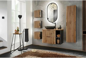 Set mobilier baie 80 cm 9 piese Comad Xilo stejar Wotan si gri piatra