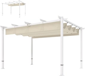 Outsunny Pergolă de grădină cu acoperiș retractabil, foișor autoportant, bej | Aosom Romania