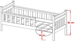 Pat pentru copii 90 x 200 cm Emelda (cu somieră și sp. depozitare) (Pin). 1012936